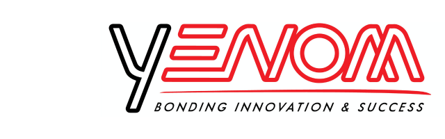 Yenom Logo red white and black